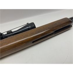 Weihrauch model HW 77 K  .22 air rifle with under lever action, beech stock with chequered pistol grip and Tasco WA39x40-1 scope, serial no.1283661 L102cm overall NB: AGE RESTRICTIONS APPLY TO THE PURCHASE OF THIS LOT