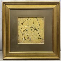 After Dan Bennion (American Contemporary): 'Visage I' and 'Visage II', pair colour prints 29cm x 29cm, in modern gilt frames