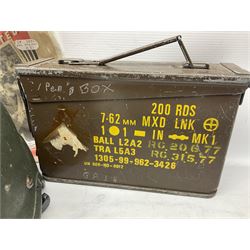 Bakelite cased Megger Insulation tester, by Evershed and Vignoles Ltd, Acton Lane Works, Chiswick, London W4, RW Munro Ltd air speed knots gauge, American green army helmet, The War Illustrated, WW2 aircraft photographic postcards, etc