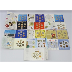  Thirteen United Kingdom brilliant uncirculated coin collections 1982,1983, 1984, 1985, 1986, 1987, two 1988, 1989, 1990, 1991, 1994 and 1996, all in cardboard sleeves   