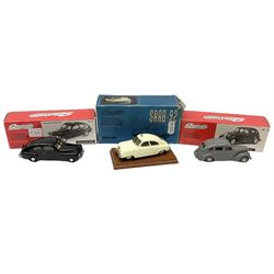 Somerville Models - three 1/43 scale Handcrafted Mastermodels comprising Saab - 92 (1950); No.121 Volvo PV 444A; and No.106 Standard Flying 12; all boxed (3)