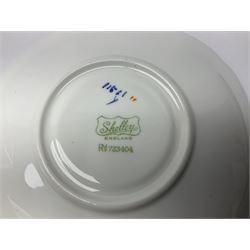 1920s Shelley Queen Anne shaped trio, decorated in the Blue Iris pattern no. 11561, ith printed mark beneath 