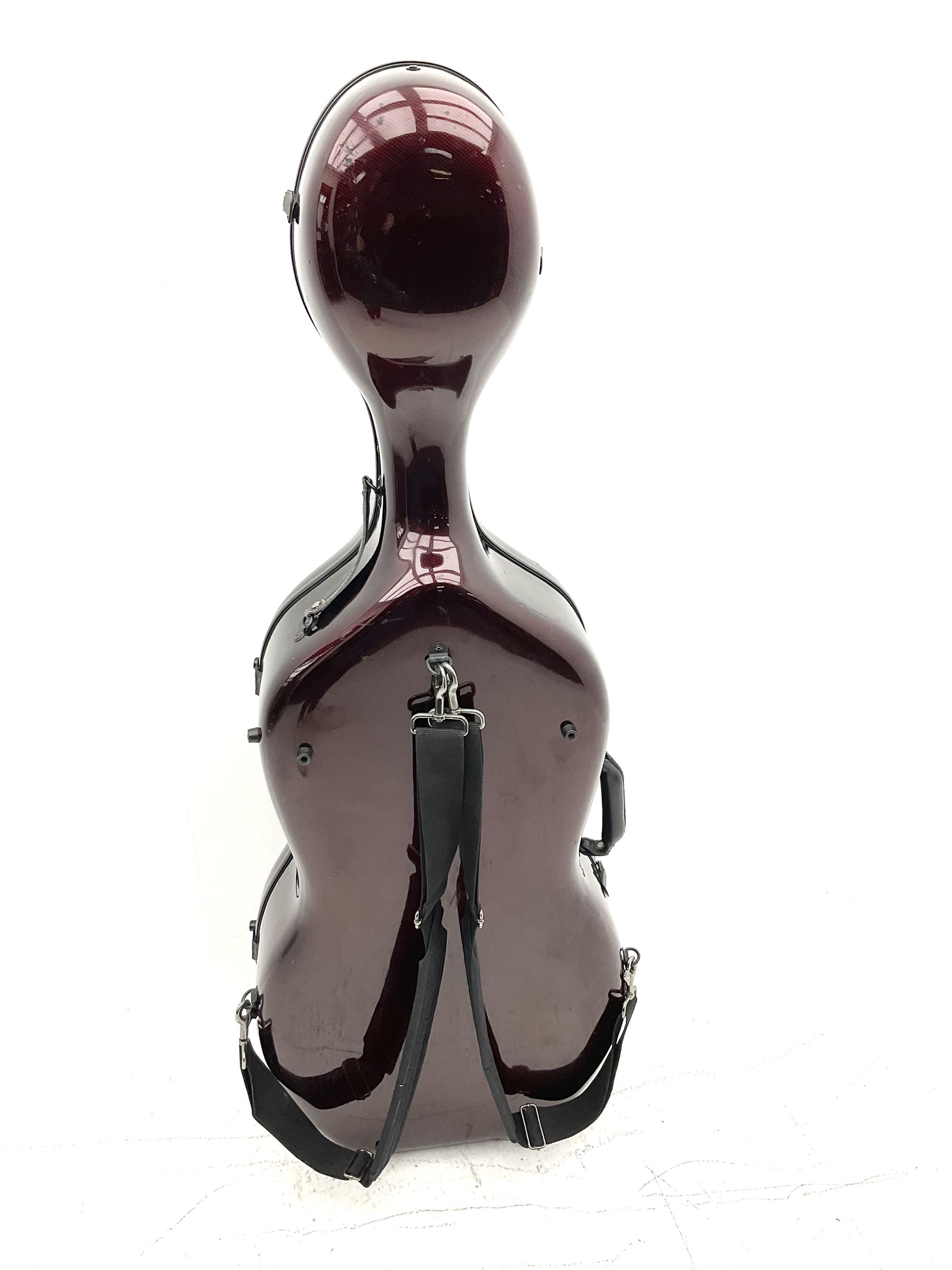 Alfred Stingl by Hofner cello, model AS-360 with 75.5cm two-piece maple back and ribs and spruce top, bears label with serial no.JO411-0706, L122cm; in carbon-fibre carrying case with bow