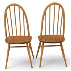 Ercol - set of four light elm chairs, comprising two 'Quakers' and two 'Windsor' chairs
