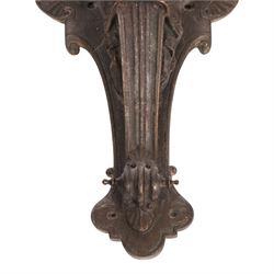 19th century wall sconce, the basket held aloft by a winged classical female upon a  moulded back plate, H63cm