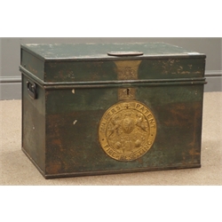  Victorian cast iron strong box, hinged lid, 'Milners' and Son Liverpool, Patent Fire-Resisting', W57cm, H39cm, D41cm  