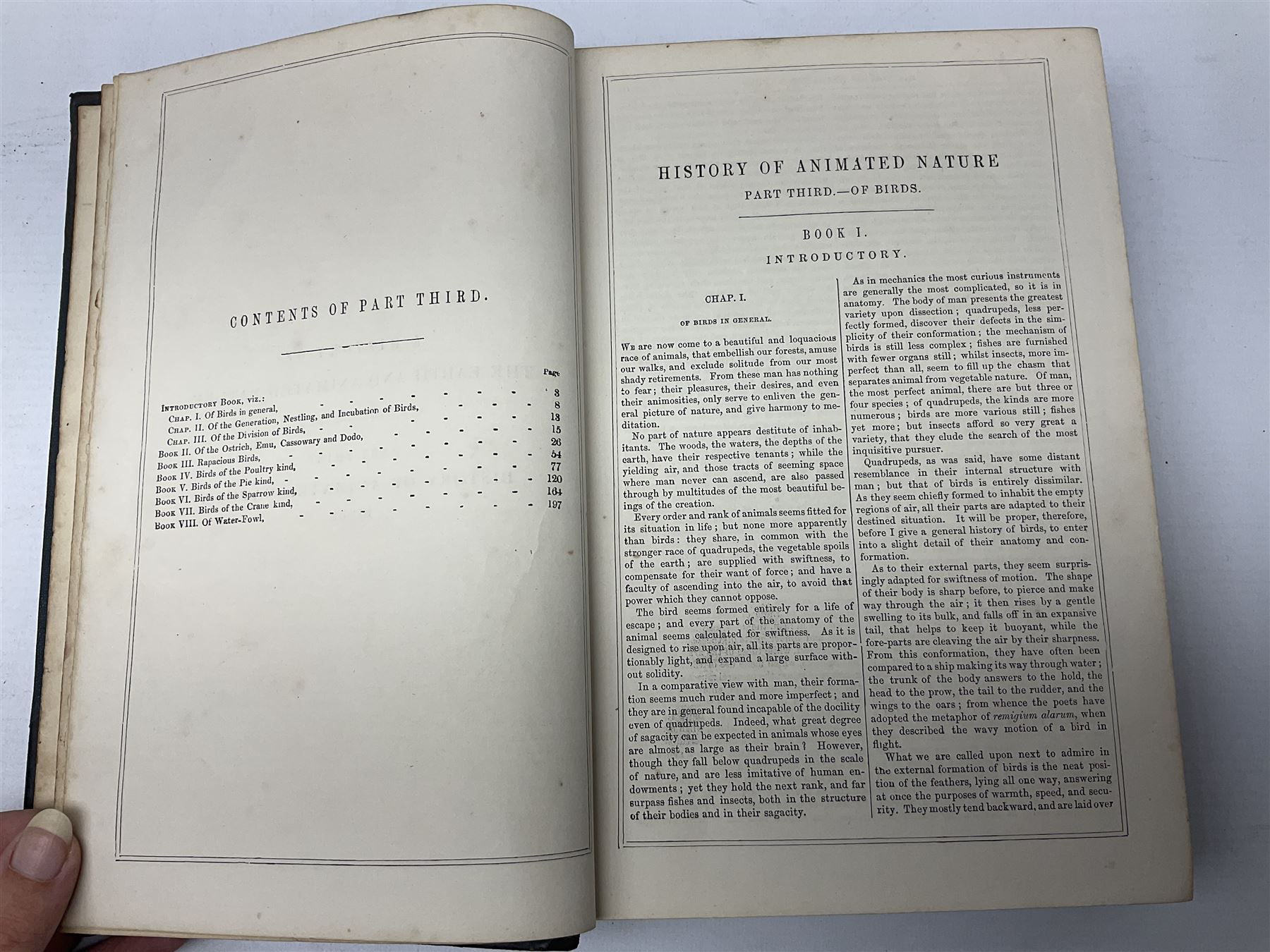 Goldsmith, Oliver; A History of the Earth and Animated Nature, 2 volumes, pub. Fullarton, Edinburgh and London, illustrated with coloured plates, cloth and leather bound with marbled edges (2)
