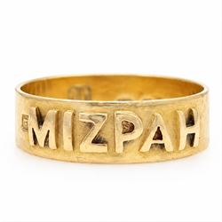 Victorian 18ct gold Mizpah ring, London 1881
