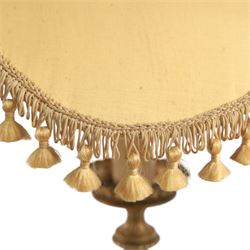 Neoclassical style table lamp, with conical stem upon a circular base, with gold lampshade with tassel trim, H82cm without shade