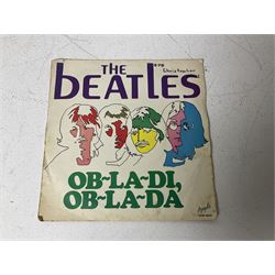 Beatles limited edition 24 print collection in box together with beatles records and other memorabilia 