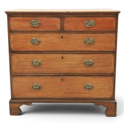 Georgian design mahogany chest, rectangular moulded edge, two short over three long drawer...