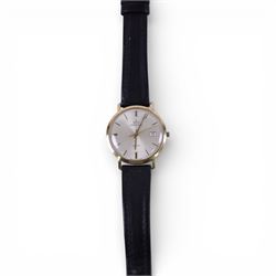 Marvin gentleman's 9ct gold quartz wristwatch, hallmarked, on black leather strap