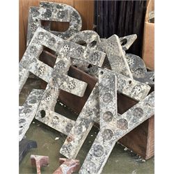 Mixed lot to include; sign board letters, marble letters, two glass Bacardi bottles and a quantity of blue glass blowing rods.  - COLLECTION BY APPOINTMENT FROM: The White House, Thirsk Road, Easingwold, York, YO61 3NF - CALL 01723 507111 TO ARRANGE