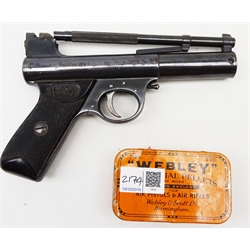  Webley Mk 1 top break action .22cal air pistol, No.497, with an original tin of Webley .22 cal Special pellets (2)  