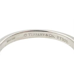 Tiffany & Co platinum single stone, princess cut diamond ring, London 2014, diamond 0.40 carat, boxed