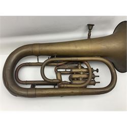 Early 20th century French Jerome Thibouville-Lamy Class B brass 4-valve euphonium for restoration or display L59cm