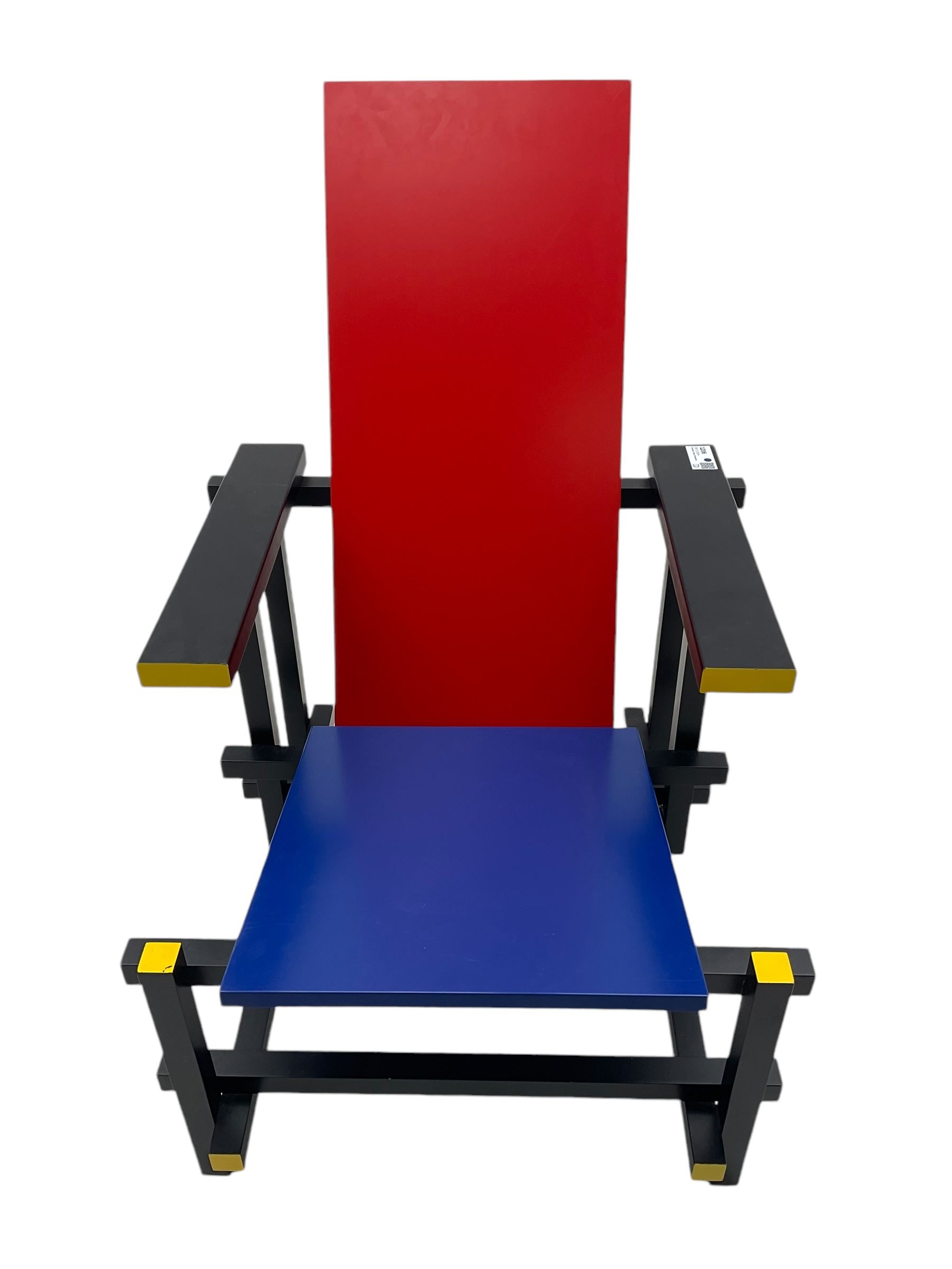 After Gerrit Rietveld (1888-1964) - 'Red and Blue Chair', in red, blue, black and yellow finish 