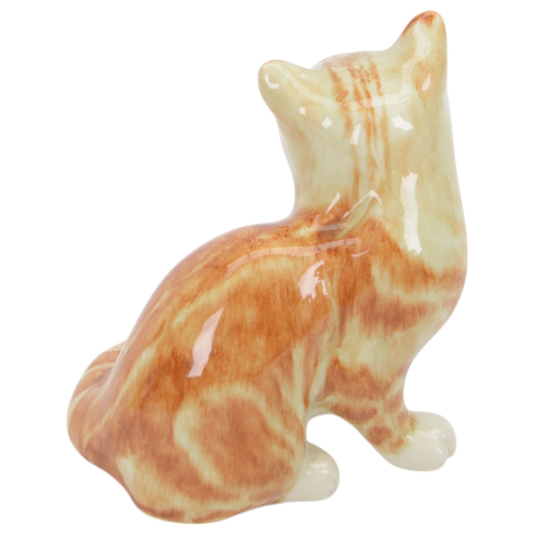 Mike Hinton for Winstanley pottery two tabby cats, both signed beneath, largest H15cm