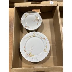 Victorian Rosenthal Tilly dinner wares, including dinner plates, side plates, dessert plates etc, all decorated with printed and painted florals, each with printed RC Sevres mark beneath