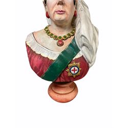 Large composite bust of Queen Victoria, upon socle base, H77.5cm 
By repute: From the Queen Victoria pub Uxbridge London 