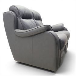 Parker Knoll - 'Boston' grey leather two seater sofa, with zip in cushions and shaped arms, raised on dark feet