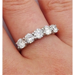  18ct rose gold five stone round brilliant cut diamond ring, hallmarked, total diamond weight 1.50 carat   