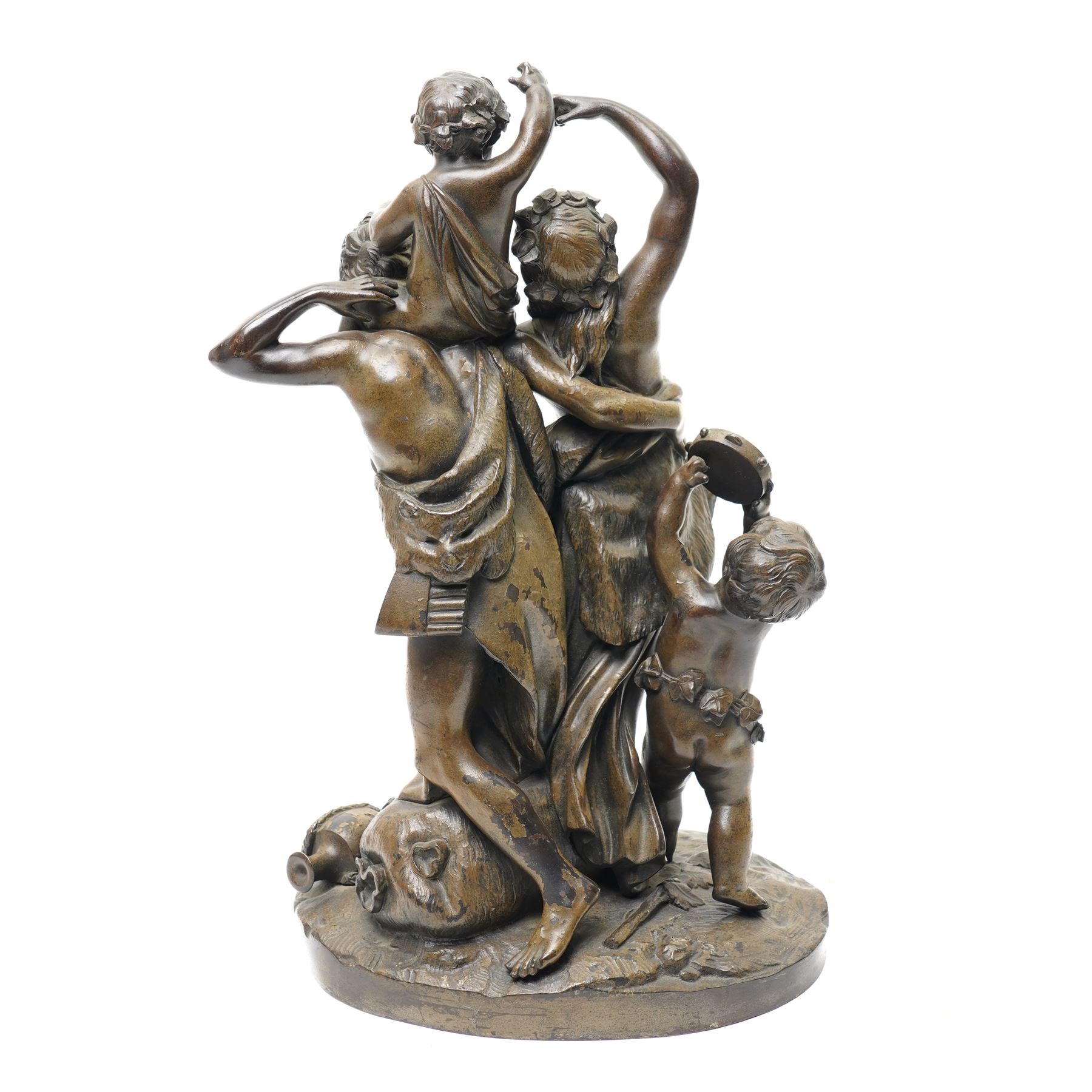After Claude Michel or 'Clodion' (French 1738-1814): 'Triomphe de Bacchus' or the Childhood of Bacchus, bronze sculpture H38cm 
