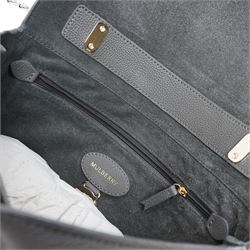 Mulberry - Medium Lily shoulder bag in Mole Grey Grainy Calf leather, the softly structured body with flap top, gold-tone Postman’s Lock fastening, hanging leather clochette and leather-woven chain shoulder strap, with original Mulberry product tag and dust bag