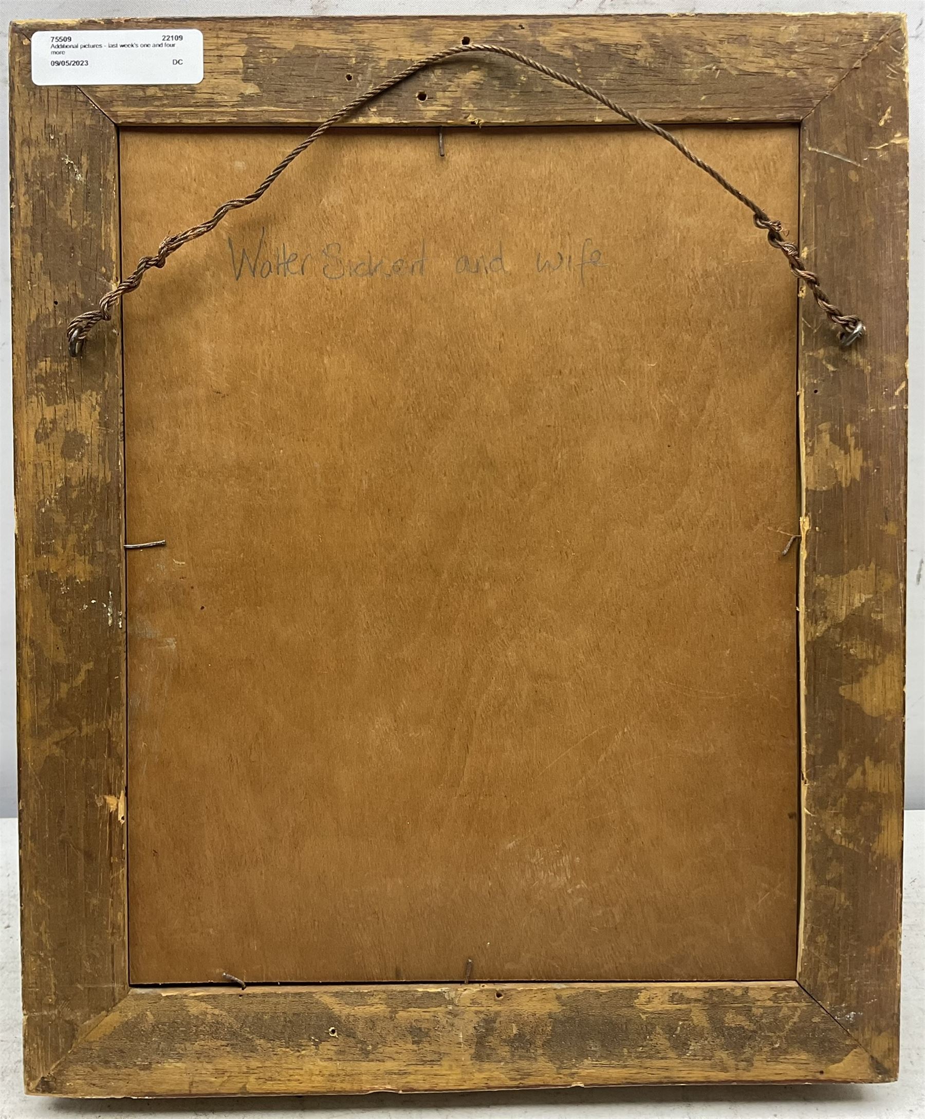 English School (Early 20th century): 'Walter Sickert and his Wife', watercolour unsigned, titled verso 26cm x 20cm