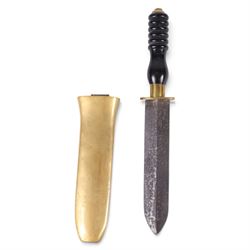 1930s German diver's knife by Siebe Gorman & Co, with double edged 20cm blade, brass cross...