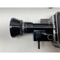 Bolex Paillard P3 Zoom Reflex camera body, serial no 38090, with 'B te S.G.D.G Som Berthiot Pan-Cinor 1:1.9 f=8a 40' lens, serial no. 40251438 in case, Kodak Brownie movie camera, Kodak model 2 Brownie movie camera and a Kodak 8 Movie Projector A-15G and other camera equipment 