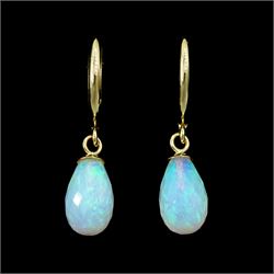 Pair of 9ct gold opal pendant stud earrings