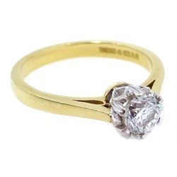 18ct gold diamond solitaire ring, hallmarked, diamond approx 0.5 carat  