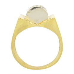 18ct white and yellow gold white spinel, abstract design ring, stamped 750