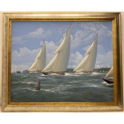 Michael J Whitehand (British 1941-): Yachts Passing the Buoy, oil on canvas signed 100cm x 125cm 
Provenance: private collection, purchased David Duggleby Ltd 16th March 2009 Lot 123