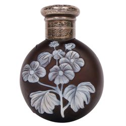 Victorian Thomas Webb silver mounted cameo glass scent bottle, hallmarked Sampson Mordan a...