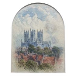 Mary Lowndes-Norton (British 1857-1929): Lincoln Cathedral, watercolour signed and dated 1898, 18cm x 14cm
