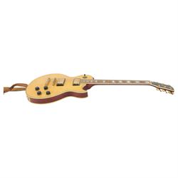Richwood Artist Series RE-129 electric guitar, in natural finish, contained within a Fender soft carry case, guitar length L99cm