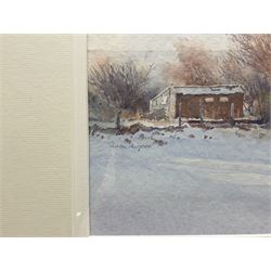 Linda Lupton (Northern British Contemporary): Snowy Barn, watercolour signed 19cm x 25cm
Notes: Linda was elected to Full Membership of The Fylingdales Group of Artists 2013