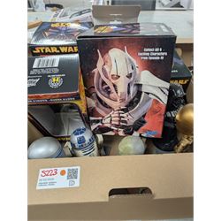 Large collection of Star Wars figures, including bobble heads, Disney busts, Funko etc, together with a collection of loose empty boxes in five boxes