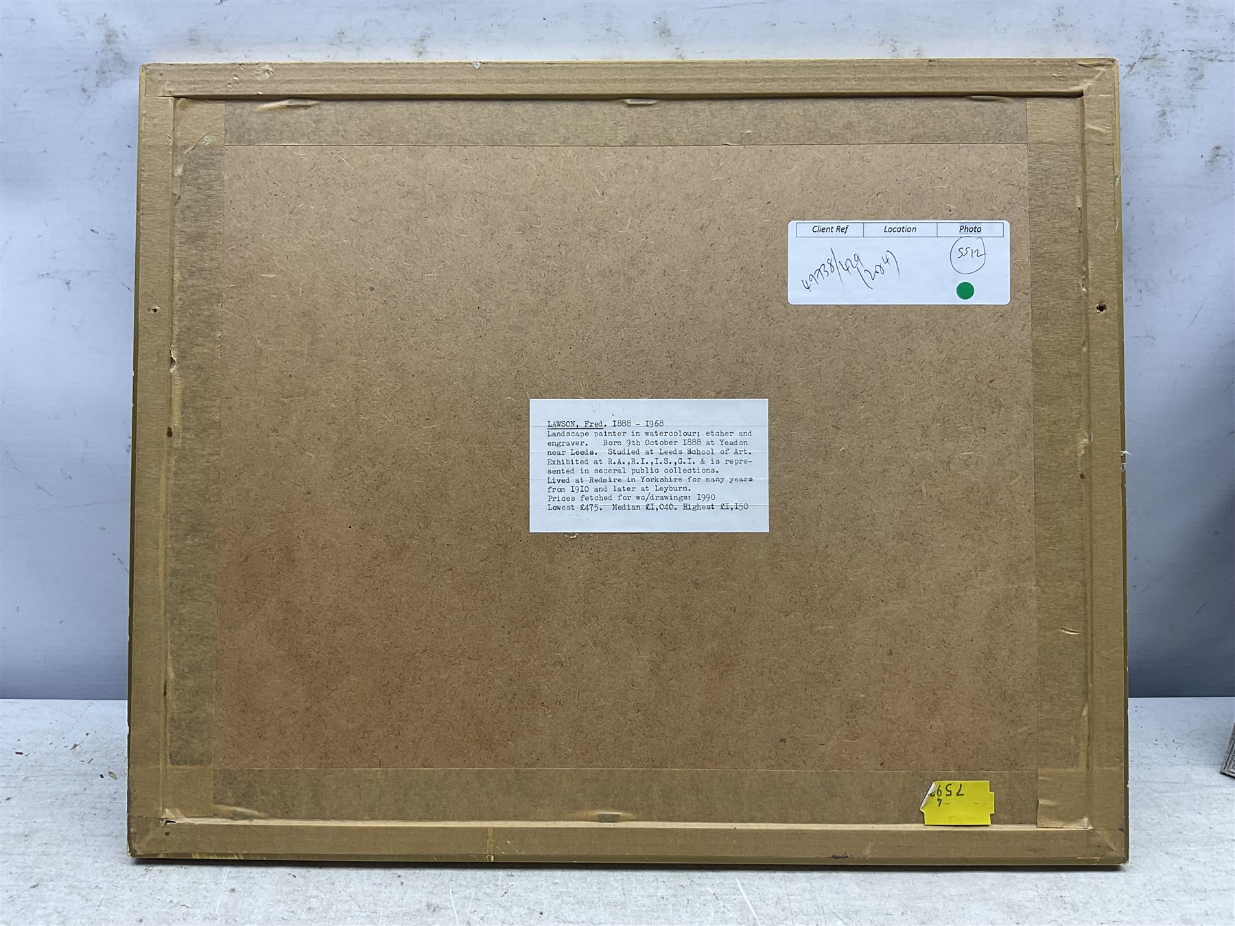 Frederick (Fred) Lawson (British 1888-1968): St Oswald's Priory - Castle Bolton, watercolour signed 18cm x 27cm