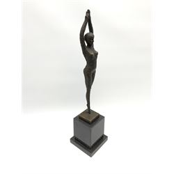An Art Deco style bronze after Dimetri H Chiparus, 'Starfish dancer', signed and with foundry mark, upon black marble plinth, overall H48.5cm. 
