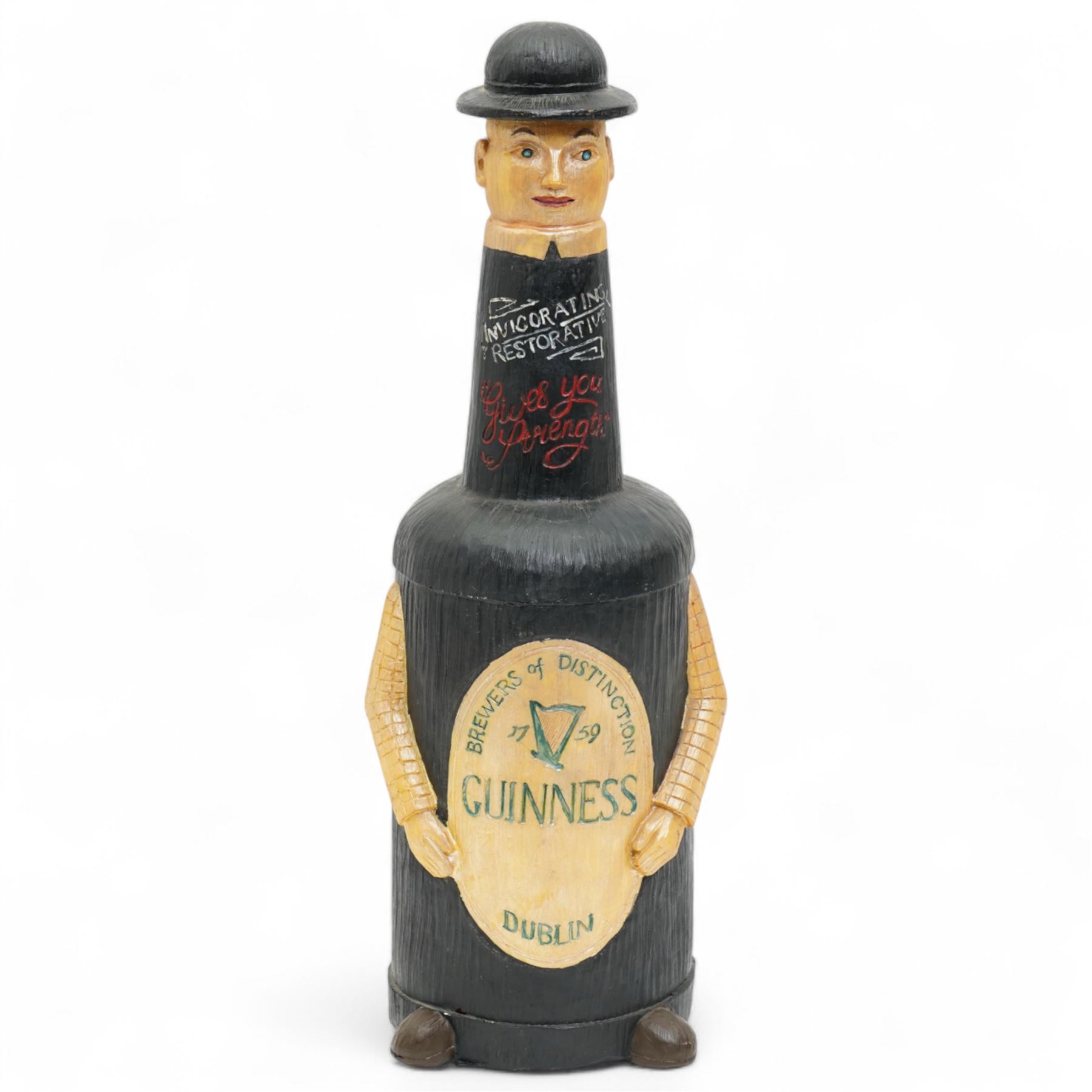 Large painted composite advertising figure the 'Guinness Bottle Man', H43cm