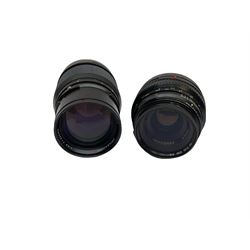 Zenza Bronica ETRS medium format camera body, AE Finder-E Model II, Zenza Bronica Zenzanon MC '1:4 f-40mm' lens, Zenza Bronica Zenzanon MC '1:4.5 f-200mm' lens,  Zenza Bronica Zenzanon MC '1:2.8 f-75mm' lens, and two film backs