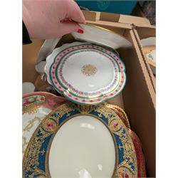 19th century and later ceramics, including cabinet plates, together with Continental vases, Copeland cups and other ceramics, in three boxes