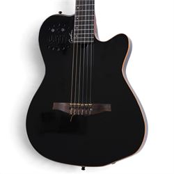 Godin Multiac ACS SA chambered hybrid guitar, in black high gloss finish, made in Canada, serial no. 17352113, in fitted soft case, L103cm