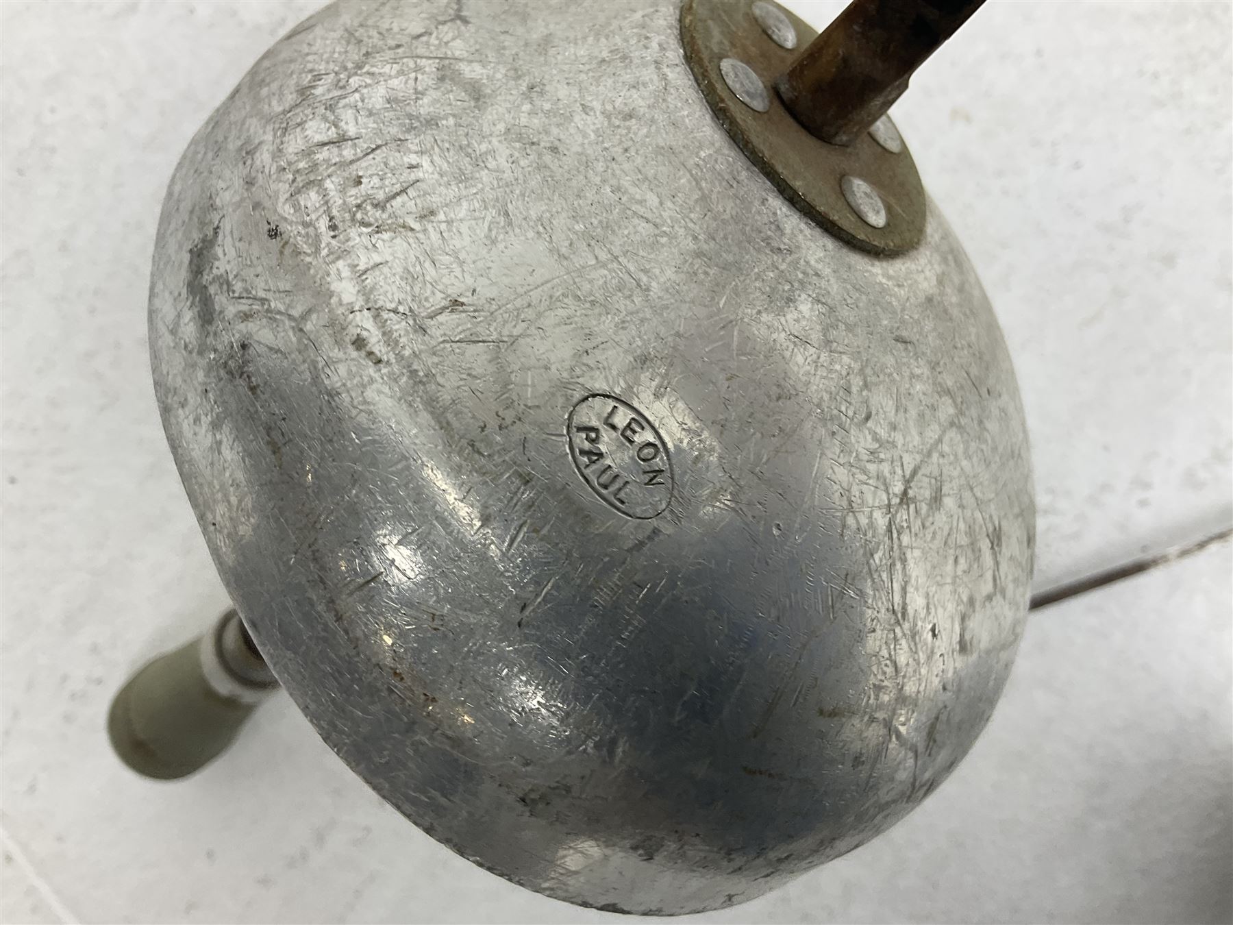 20th century Indian Tulwar sword with 71cm plain curving steel blade and iron hilt with extended langets, knopped grip and spiked pommel; in canvas covered wooden scabbard L87.5cm overall; together with five fencing swords comprising four foils and one epee, three marked Leon Paul, one in carrying case (6)