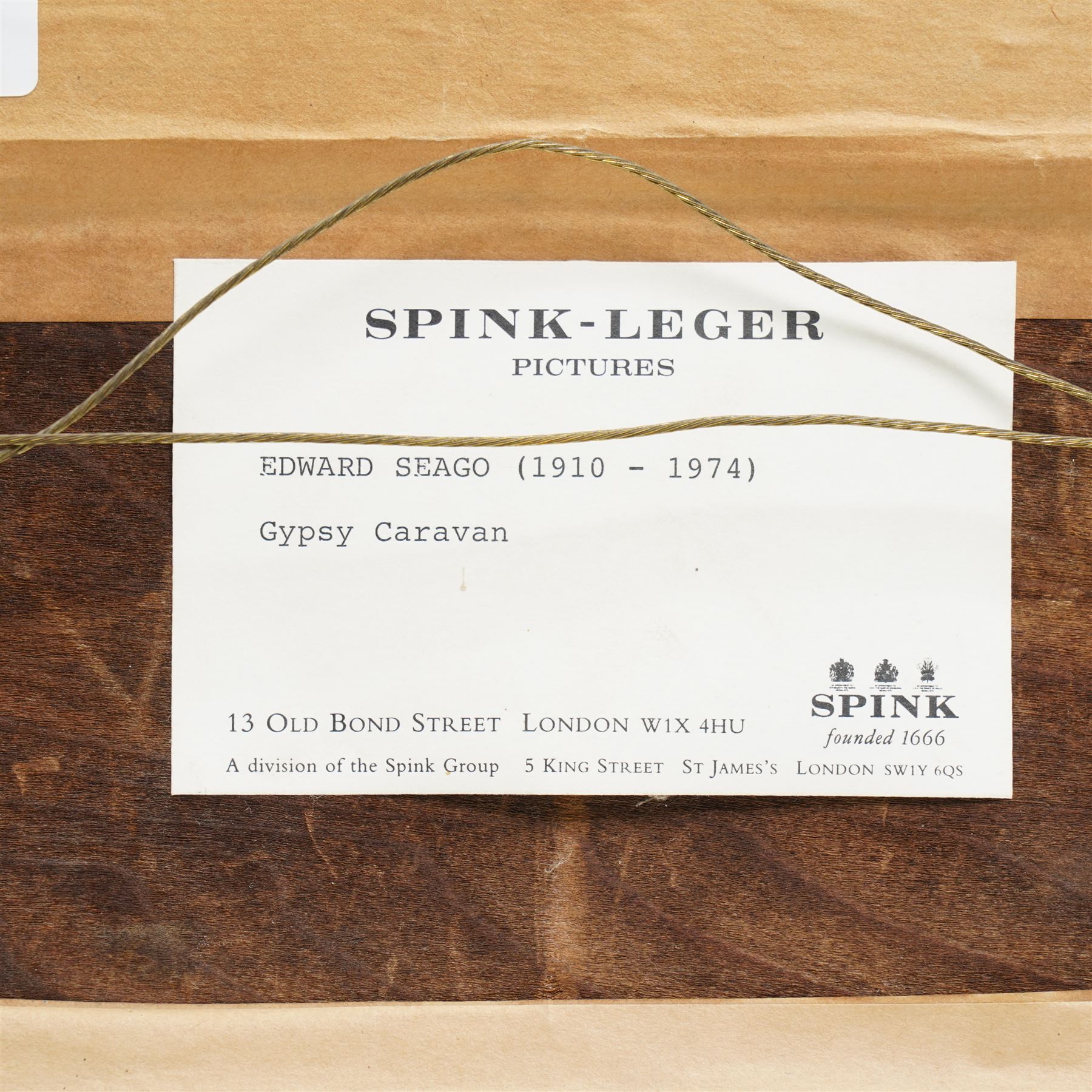 Edward Seago (British 1910-1974): 'Gypsy Caravan', oil on panel unsigned, titled on gallery label verso 12cm x 19.5cm 
Provenance: exh. Spink-Leger Pictures, Old Bond Street, London, label verso