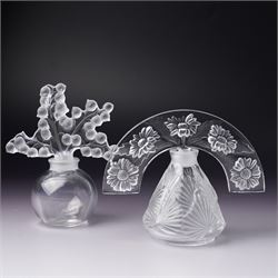 Lalique clear glass ' Clairefontaine' scent bottle with frosted glass stopper H12cm and an...