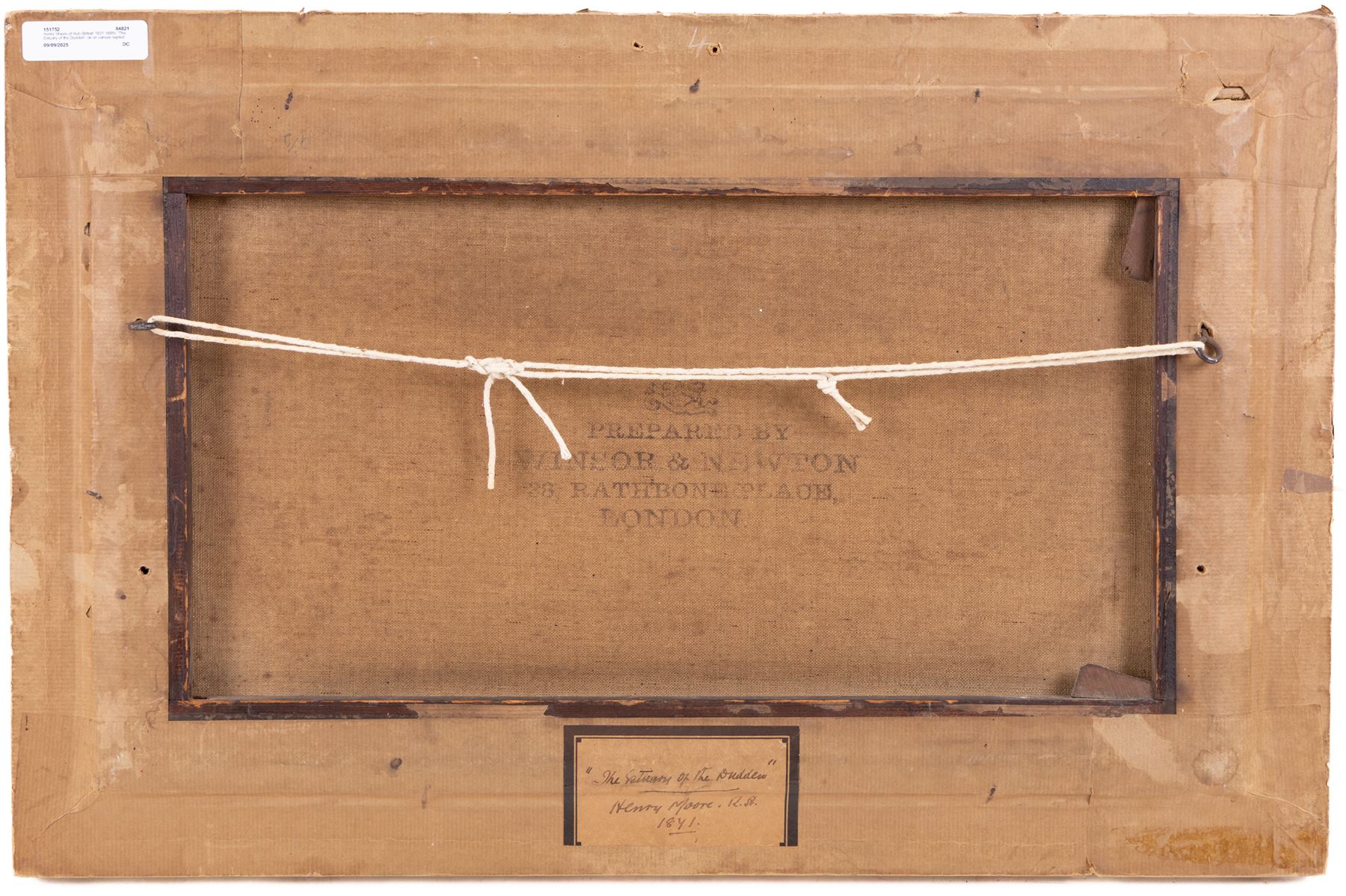 Henry Moore RA RWS (British 1831-1895): 'The Estuary of the Duddon', oil on canvas signed and dated 1871, original title label verso 30cm x 50cm